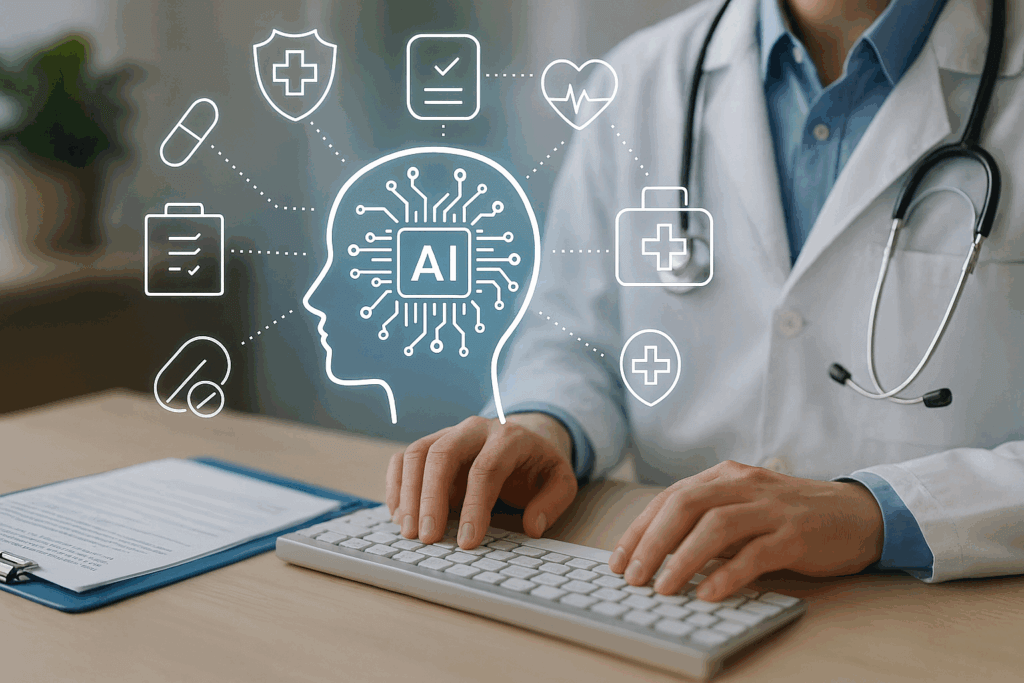 Doctor using AI-driven technology with smart authorisations in the medical aid industry